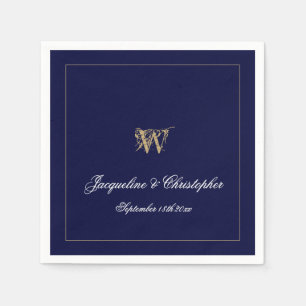 Monogram, New/Wedding Gift, Chic Navy Papier Serviette