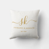 Monogram Newlyweds Gold Script Wedding Gift Kissen (Rückseite)