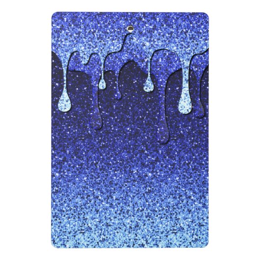 Monogram niedlich Blue Navy Glitzer Tropfen Mini Klemmbrett (Rückseite)