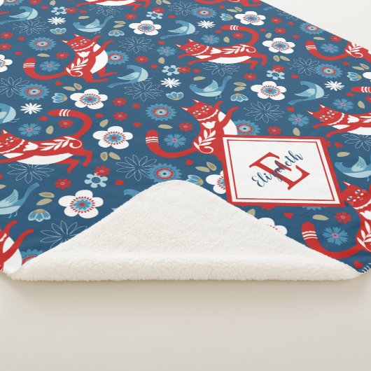 Monogram Niedlich Cat Pattern Sherpa Blanket Sherpadecke (3/4)