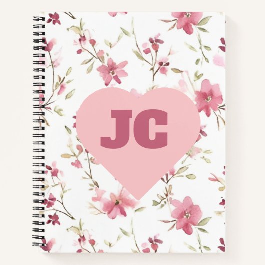 Monogram Niedlich Chic Monogram Pink Floral Shabby Notizblock (Vorderseite)