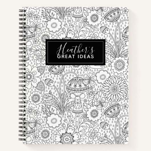 Monogram Niedlich Coloring book Pattern Journal Notizblock (Vorderseite)