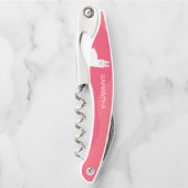 Monogram Niedlich Funny Alpaca Llama in Pink Kellnermesser (Vorderseite)