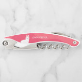 Monogram Niedlich Funny Alpaca Llama in Pink Kellnermesser (Vorderseite)