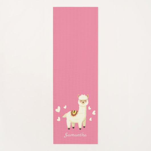 Monogram Niedlich Funny Alpaca Llama in Pink Yogamatte (Vorderseite)