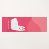 Monogram Niedlich Funny Alpaca Llama in Pink Yogamatte (Vorderseite (Horizontal))