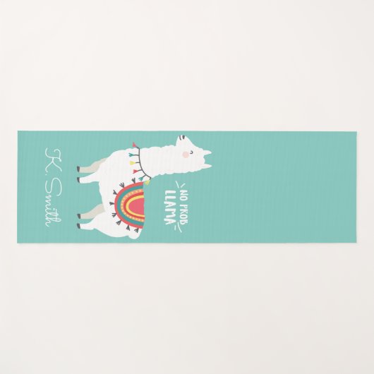 Monogram Niedlich Funny Alpaca No Prob Llama Yogamatte (Vorderseite (Horizontal))
