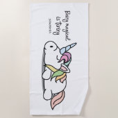 Monogram Niedlich Funny Unicorn Strandtuch (Vorderseite)