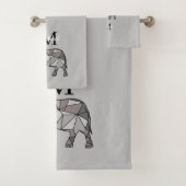 Monogram Niedlich Graphics Elephant Personalisiert Badhandtuch Set (Insitu)