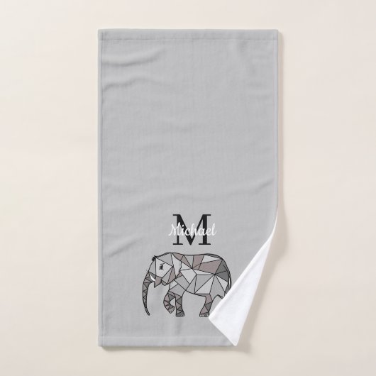 Monogram Niedlich Graphics Elephant Personalisiert Badhandtuch Set (Handtuch)