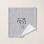 Monogram Niedlich Graphics Elephant Personalisiert Badhandtuch Set (Waschlappen)
