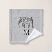 Monogram Niedlich Graphics Elephant Personalisiert Badhandtuch Set (Waschlappen)