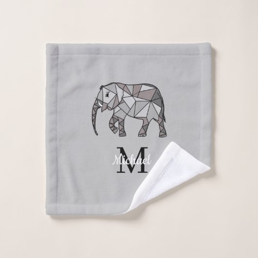 Monogram Niedlich Graphics Elephant Personalisiert Badhandtuch Set (Waschlappen)