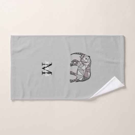 Monogram Niedlich Graphics Elephant Personalisiert Badhandtuch Set (Handtuch)