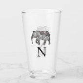 Monogram Niedlich Graphics Elephant Personalisiert Glas (Rückseite)