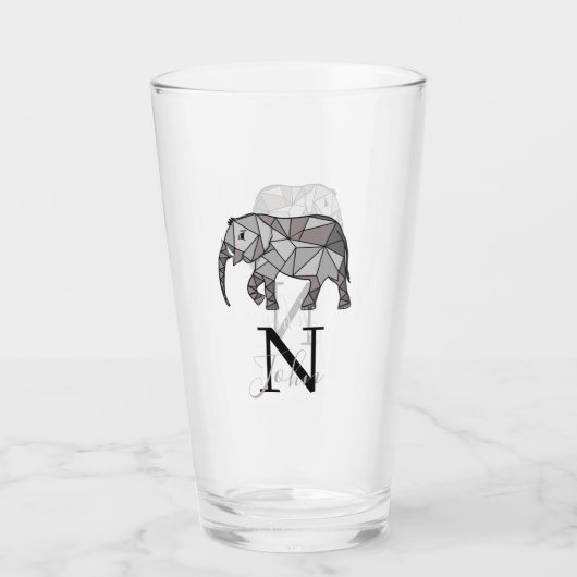 Monogram Niedlich Graphics Elephant Personalisiert Glas (Rückseite)