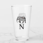 Monogram Niedlich Graphics Elephant Personalisiert Glas (Vorderseite)