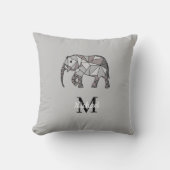 Monogram Niedlich Graphics Elephant Personalisiert Kissen (Vorderseite)