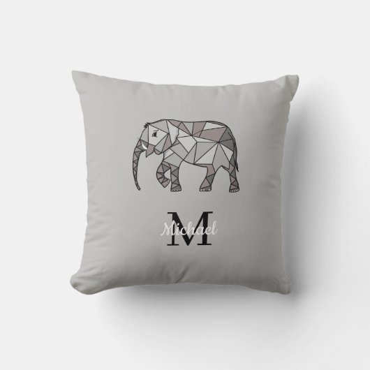 Monogram Niedlich Graphics Elephant Personalisiert Kissen (Vorderseite)