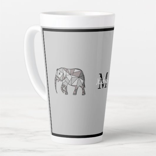 Monogram Niedlich Graphics Elephant Personalisiert Milchtasse (Linke Ecke)