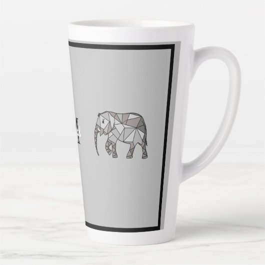 Monogram Niedlich Graphics Elephant Personalisiert Milchtasse (Rechts)