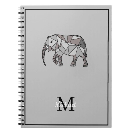 Monogram Niedlich Graphics Elephant Personalisiert Notizblock (Vorderseite)