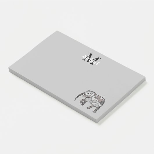 Monogram Niedlich Graphics Elephant Personalisiert Post-it Klebezettel (angewinkelt)