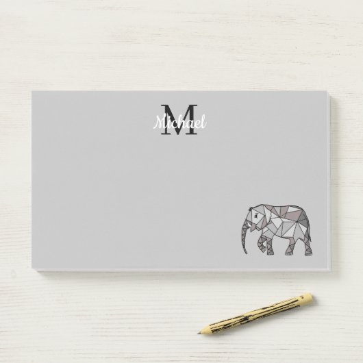 Monogram Niedlich Graphics Elephant Personalisiert Post-it Klebezettel (Auf Schreibtisch)