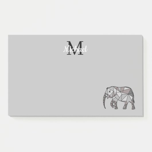 Monogram Niedlich Graphics Elephant Personalisiert Post-it Klebezettel (Vorderseite)
