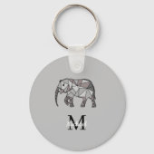 Monogram Niedlich Graphics Elephant Personalisiert Schlüsselanhänger (Vorderseite)