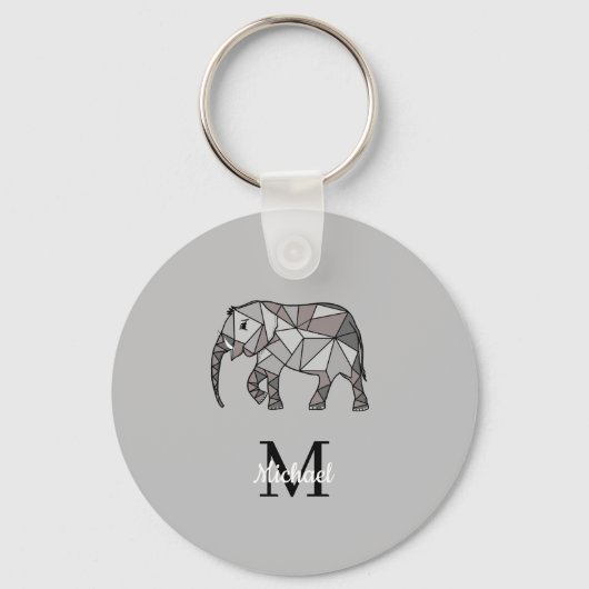 Monogram Niedlich Graphics Elephant Personalisiert Schlüsselanhänger (Vorderseite)