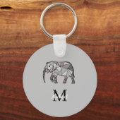 Monogram Niedlich Graphics Elephant Personalisiert Schlüsselanhänger (Vorderseite)