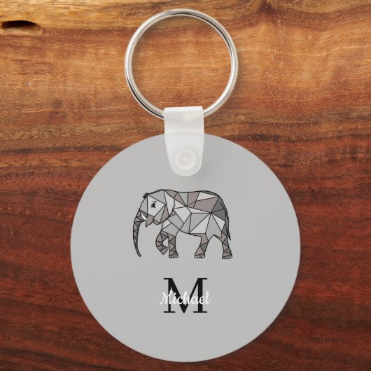 Monogram Niedlich Graphics Elephant Personalisiert Schlüsselanhänger (Vorderseite)