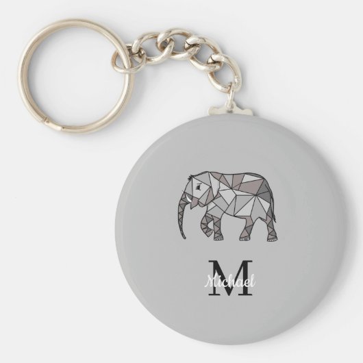 Monogram Niedlich Graphics Elephant Personalisiert Schlüsselanhänger (Vorne)