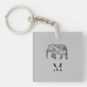 Monogram Niedlich Graphics Elephant Personalisiert Schlüsselanhänger (Vorderseite)