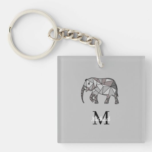 Monogram Niedlich Graphics Elephant Personalisiert Schlüsselanhänger (Vorderseite)