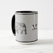 Monogram Niedlich Graphics Elephant Personalisiert Tasse (Vorderseite Links)