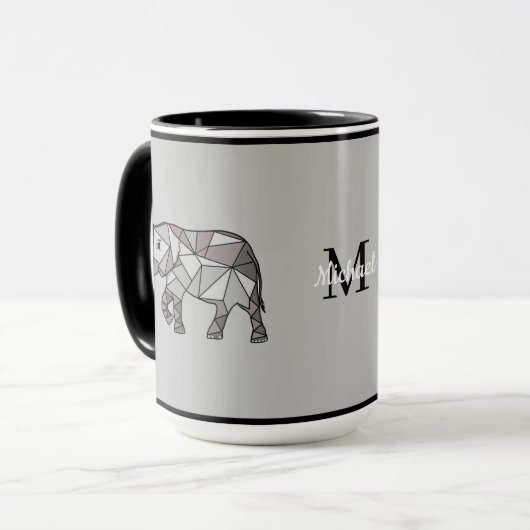 Monogram Niedlich Graphics Elephant Personalisiert Tasse (Vorderseite Links)