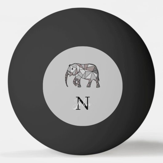 Monogram Niedlich Graphics Elephant Personalisiert Tischtennisball (Rückseite)