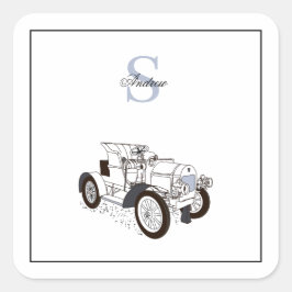 Monogram Niedlich Graphics Personalisiert Black Ca Quadratischer Aufkleber