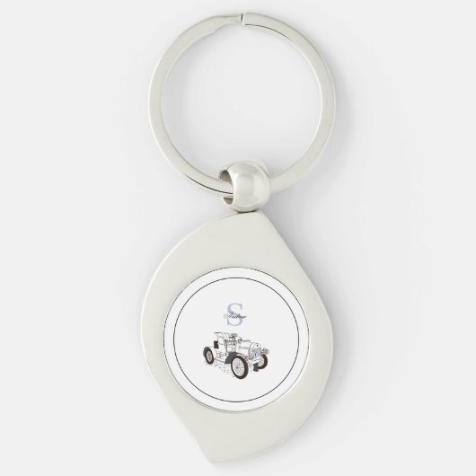 Monogram Niedlich Graphics Personalisiert Black Ca Schlüsselanhänger (Vorderseite)