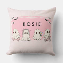 Monogram Niedlich Halloween Pink Ghosts Spooky Kissen