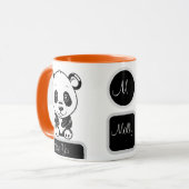 Monogram Niedlich Kawaii Panda Bär Personalisierte Tasse (Vorderseite Links)