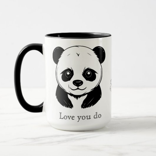 Monogram Niedlich Kawaii Panda Bär Personalisierte Tasse (Links)