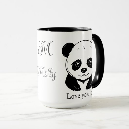 Monogram Niedlich Kawaii Panda Bär Personalisierte Tasse (VorderseiteRechts)