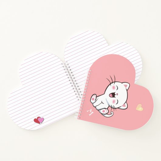Monogram & Niedlich Kitekatze auf hellrosa Noteboo Notizblock (Innenseite)