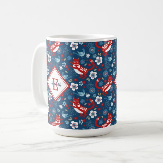 Monogram Niedlich Kitty Cat Pattern Kaffeemaschine Kaffeetasse (Vorderseite Links)