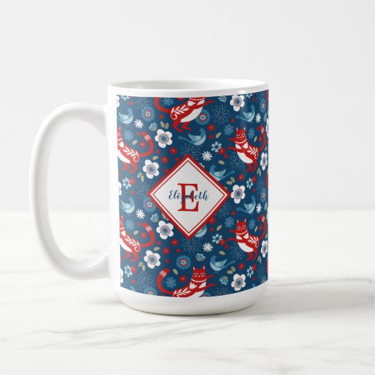 Monogram Niedlich Kitty Cat Pattern Kaffeemaschine Kaffeetasse (Links)