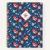 Monogram Niedlich Kitty Cat Pattern Notebook Notizblock (Vorderseite)