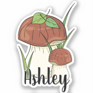 Monogram Niedlich Künstlerisch Trendy Mushroom -  Aufkleber